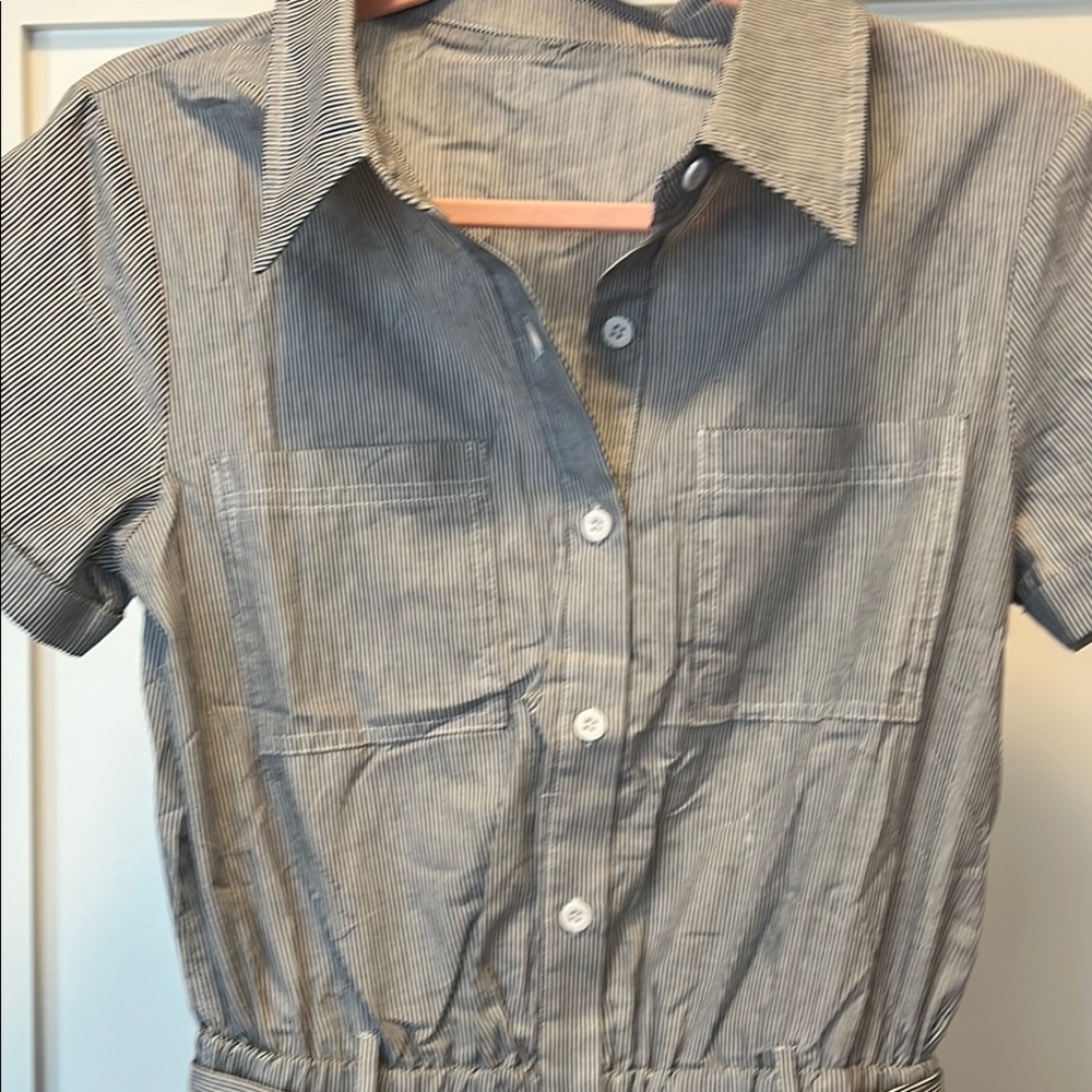 Gray Button-Up Romper - Picture 5 of 13